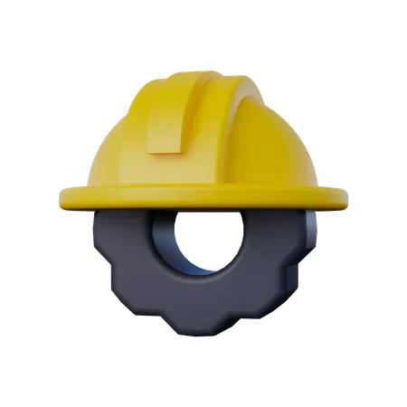 Safety Helmet with Bolt  3D Icon