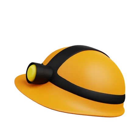 3 D Illustration Of Simple Object Safety Helmet With Flashlight 3D Illustration
