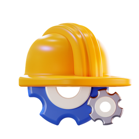 Safety Helmet With Gear  3D Icon