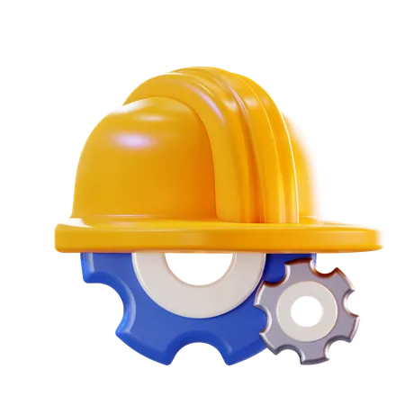 Safety Helmet With Gear  3D Icon