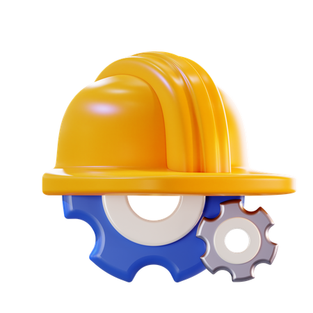 Safety Helmet With Gear  3D Icon