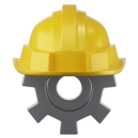 Safety Helmet With Gear  3D Icon