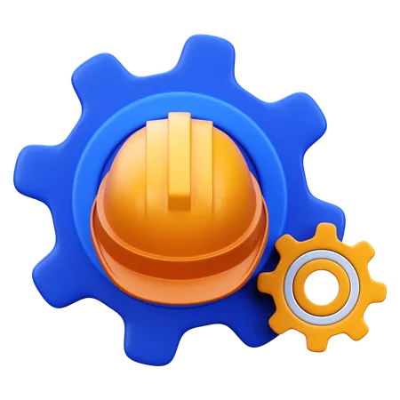 Safety Helmet With Gear  3D Icon