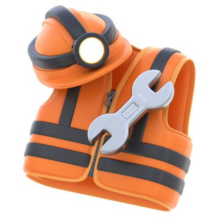 Safety Vest and Helmet  3D Icon