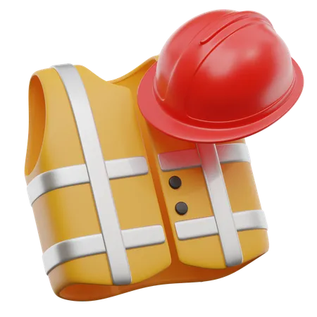 Safety Vest And Helmet 3D Icon
