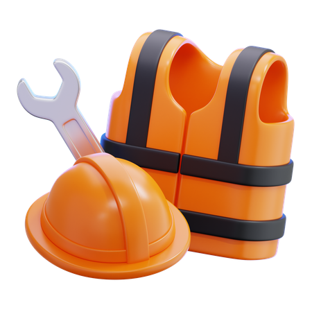 Safety Vest and Helmet  3D Icon