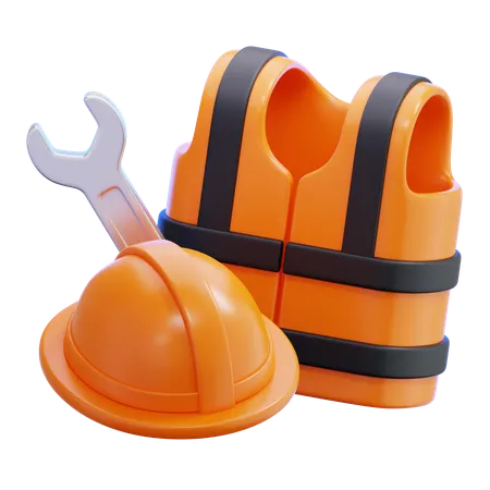 Safety Vest and Helmet  3D Icon