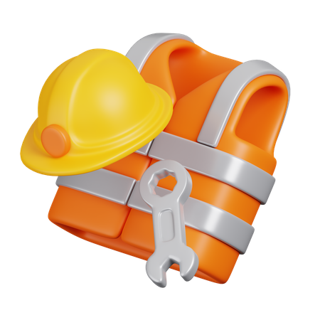 Safety Vest and Helmet  3D Icon