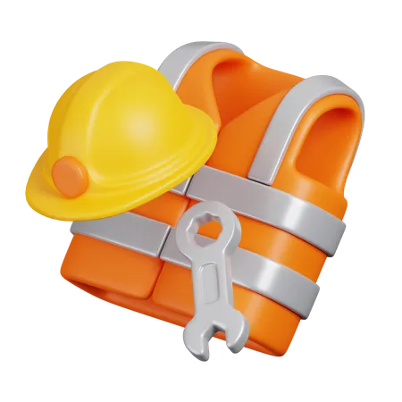 Safety Vest and Helmet  3D Icon