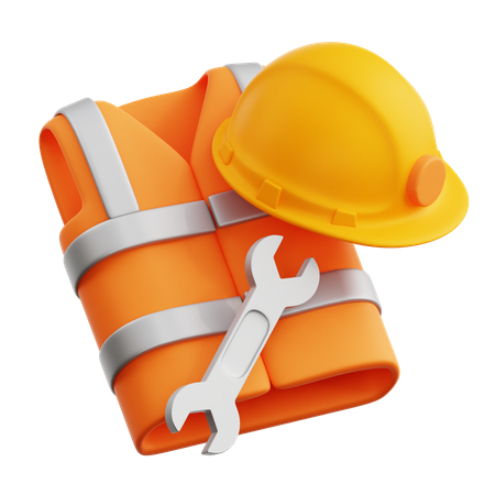 Safety Vest And Helmet  3D Icon