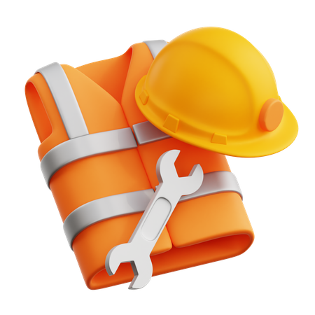 Safety Vest And Helmet  3D Icon