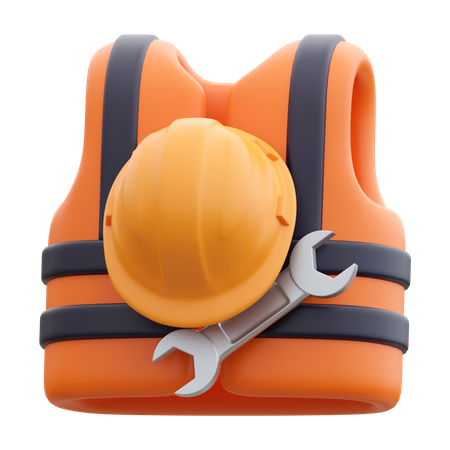 Safety Vest And Helmet  3D Icon