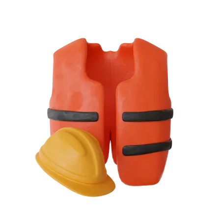 3 D Construction Safety Vest And Helmet 3D Icon