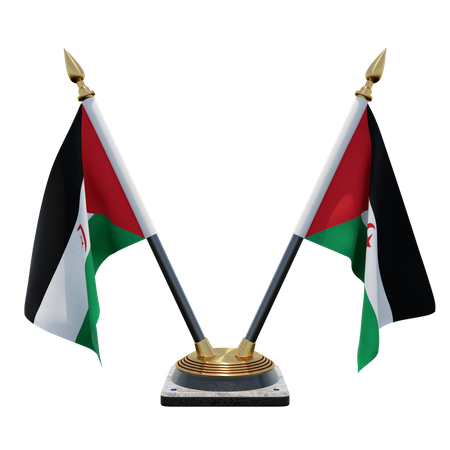 Sahrawi Arab Democratic Republic Double Desk Flag Stand  3D Flag