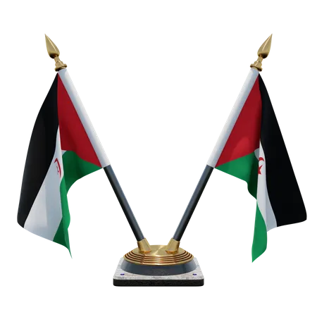 Sahrawi Arab Democratic Republic Double Desk Flag Stand  3D Flag