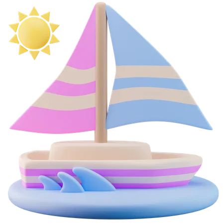 Sailboat In Water 3 D Icon Illustration 3D Icon