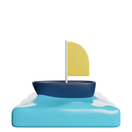 Sailboat On Sea 3D Icon