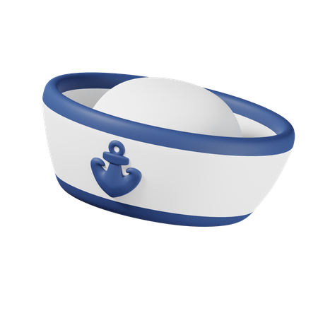 Sailor Hat with Blue Anchor  3D Icon
