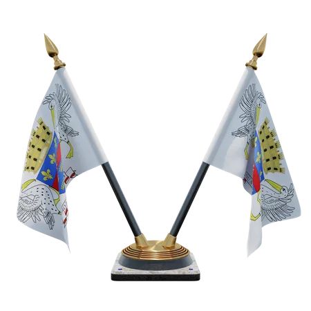 Saint Barthelemy Double (V) Desk Flag Stand 3D Icon