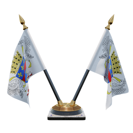 Soporte de bandera de escritorio doble de San Bartolomé  3D Flag