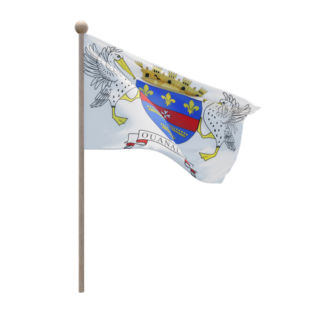 St. Barthelemy Fahnenmast  3D Flag