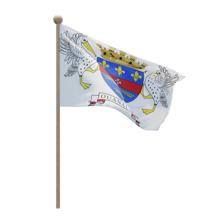 Saint Barthelemy Flag Pole 3D Illustration