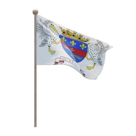 Saint Barthelemy Flag Pole 3D Illustration