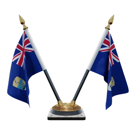 Saint Helena Double Desk Flag Stand  3D Flag