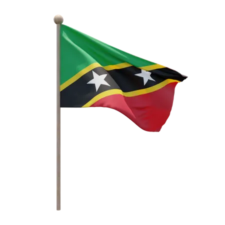 Saint Kitts and Nevis Flag Pole 3D Illustration