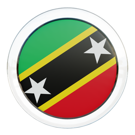 Saint Kitts and Nevis Round Flag  3D Icon