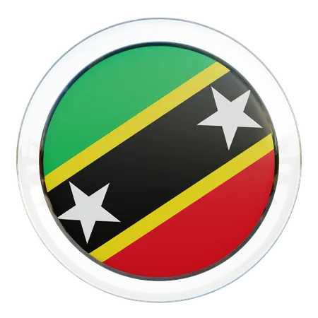 Saint Kitts and Nevis Round Flag  3D Icon