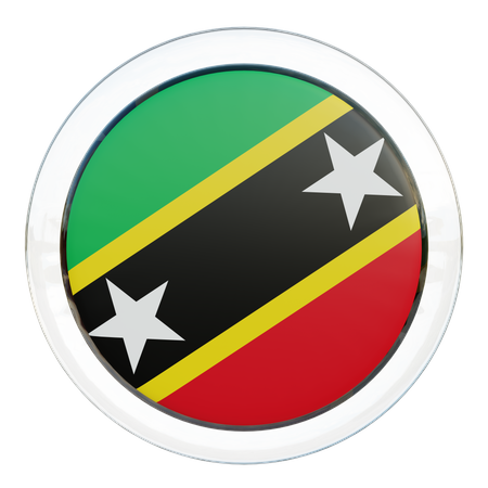 Saint Kitts and Nevis Round Flag 3D Icon