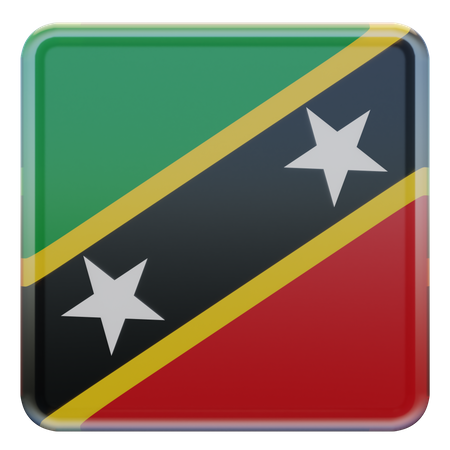 Saint Kitts and Nevis Square Flag 3D Icon