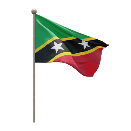 Mât de drapeau de Saint Kitts et Nevis  3D Flag