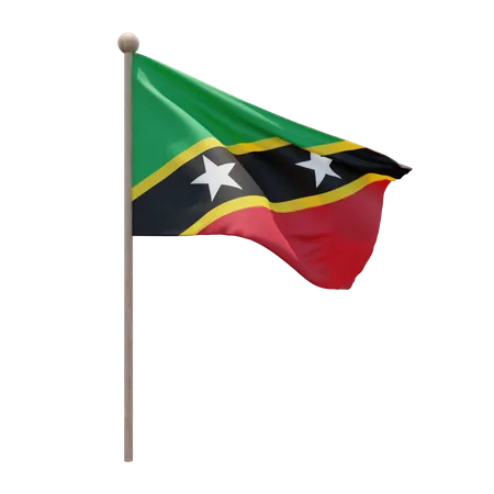 Mât de drapeau de Saint Kitts et Nevis  3D Flag