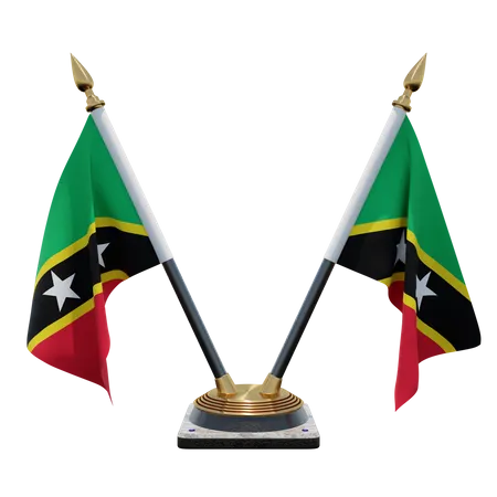 Soporte de bandera de escritorio doble de Saint Kitts y Nevis  3D Flag