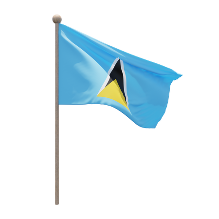 Saint Lucia Flag Pole  3D Flag