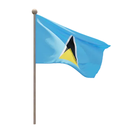 Saint Lucia Flag Pole  3D Flag