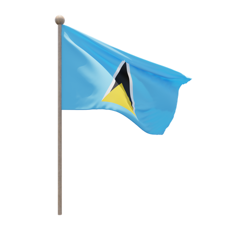 Saint Lucia Flag Pole  3D Icon