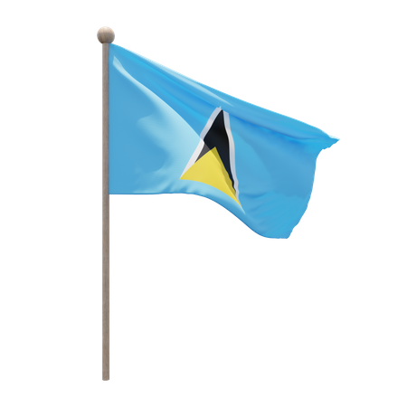 Saint Lucia Flag Pole 3D Illustration