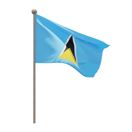 Saint Lucia Flag Pole 3D Illustration