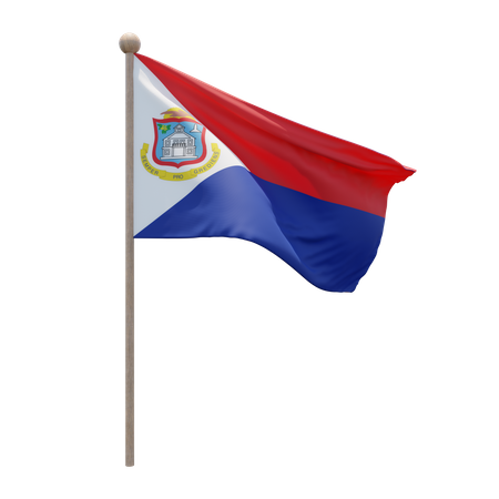 Sint Maarten Fahnenmast  3D Flag