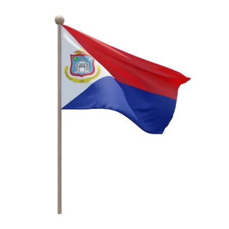 Sint Maarten Fahnenmast  3D Flag