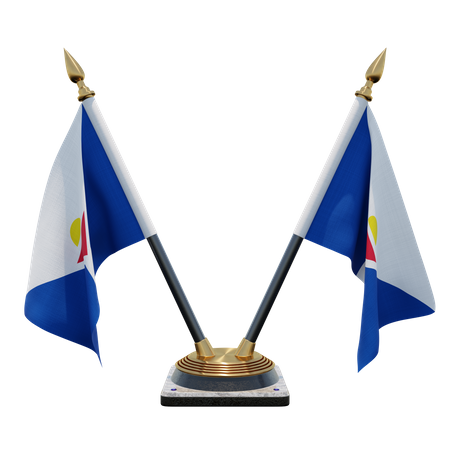 Saint Martin Double Desk Flag Stand  3D Flag