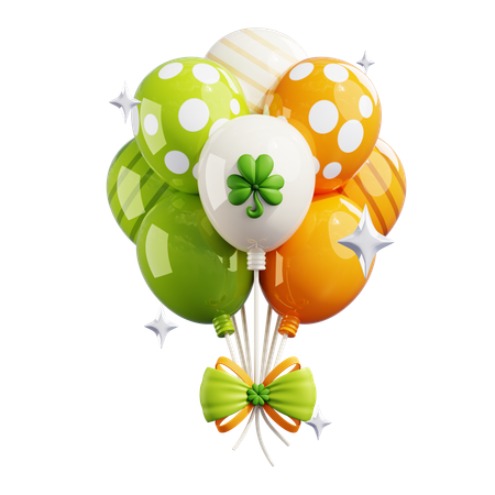 Saint Patrick Balloons With Stars  3D Icon