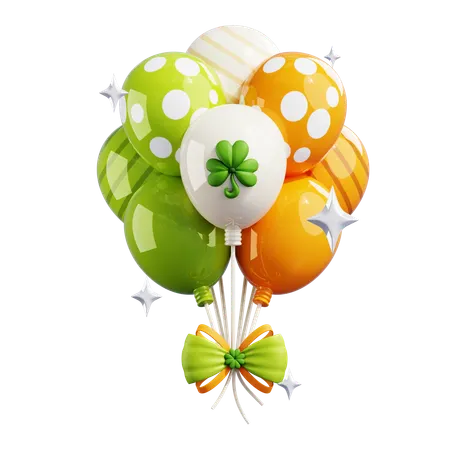 Saint Patrick Balloons With Stars  3D Icon