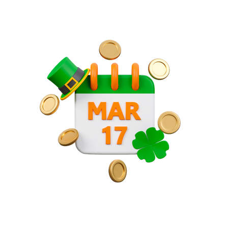 Saint Patrick Day Calendar  3D Icon