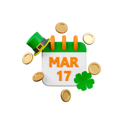 Saint Patrick Day Calendar  3D Icon