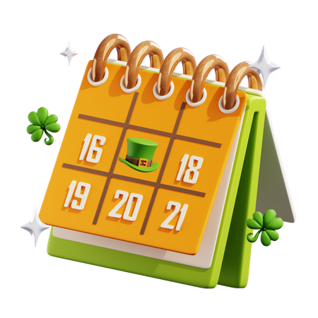 Saint Patrick Day Calender With Stars  3D Icon
