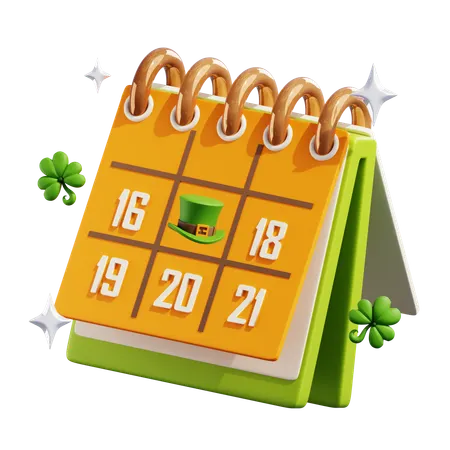 Saint Patrick Day Calender With Stars  3D Icon